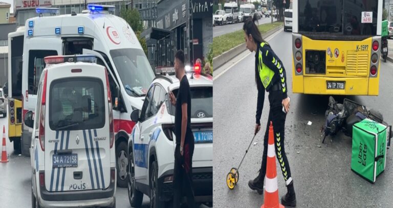 Avcılar’da İETT otobüsüne çarpan motokurye yaralandı