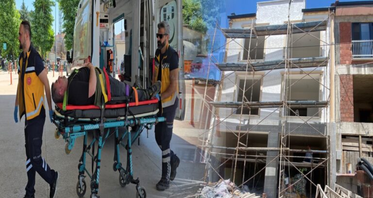 Çalışırken inşaatın 2’nci katındaki iskeleden düşüp yaralandı