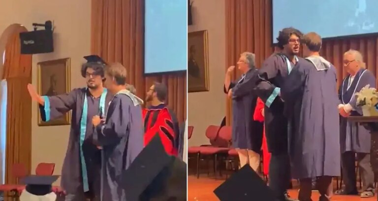 Boğaziçi mezuniyetinde dikkat çeken an: Öğrenci fotoğraf çektirmek istemeyince gerginlik çıktı