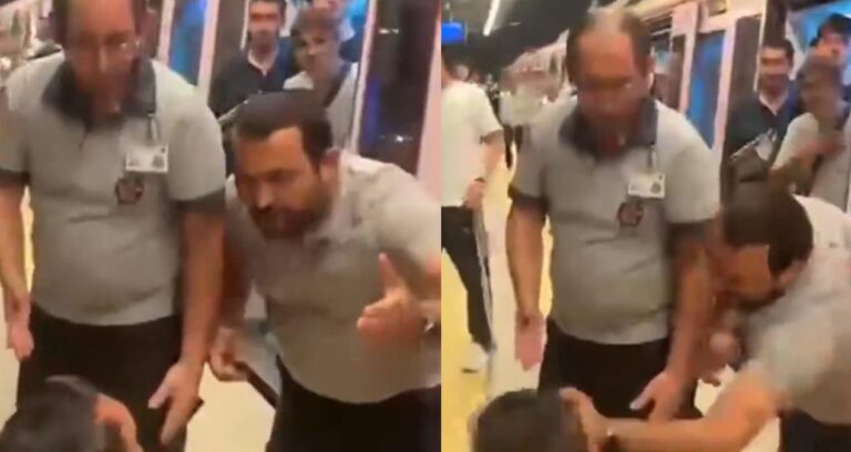 Hengamenin arasında kalıp darbedilen paklık görevlisinin attığı tokadın sesi istasyonda yankılandı
